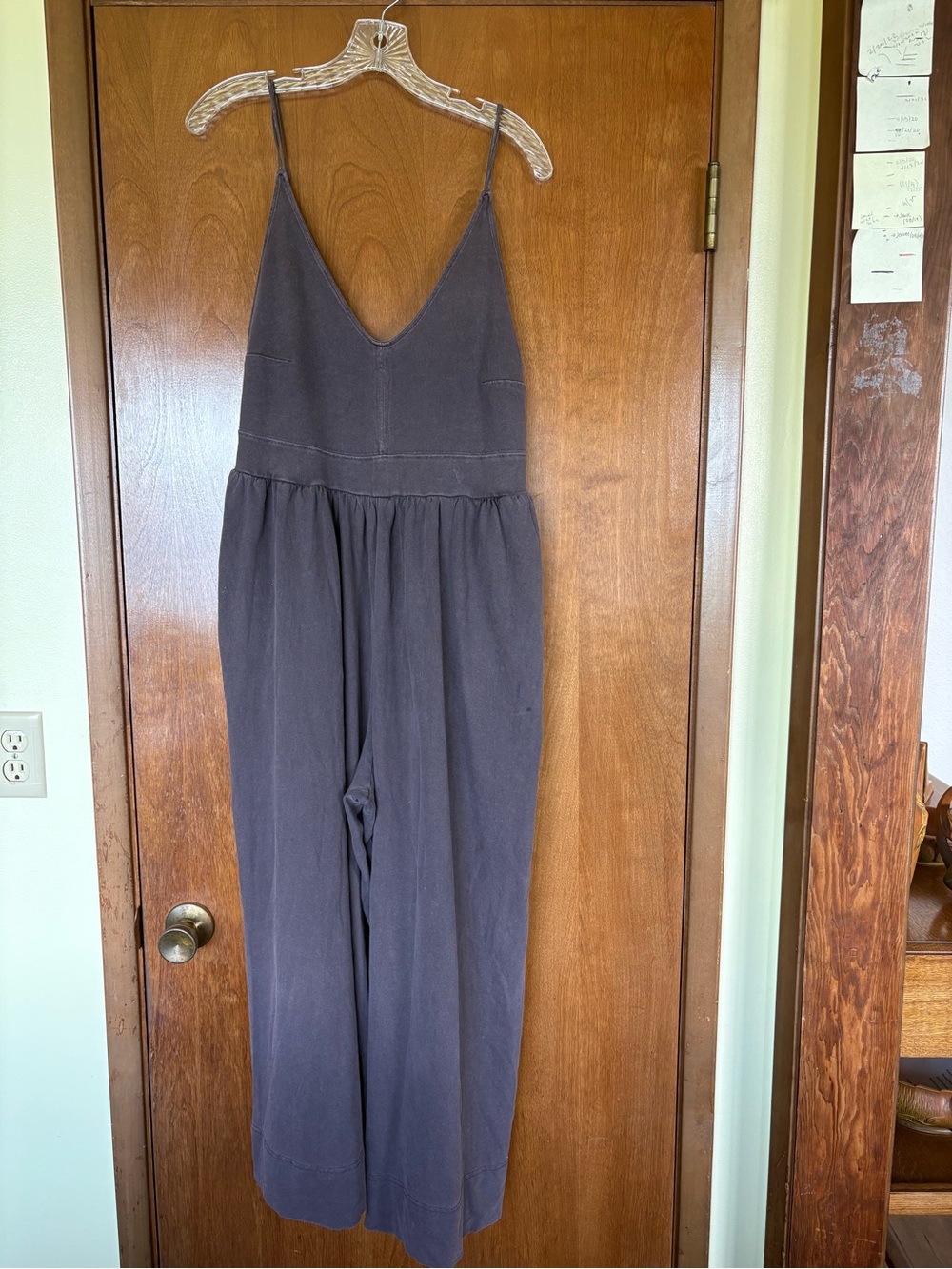 Free People Movement Charcoal Luna Wide-Leg Spaghetti Strap Jumpsuit